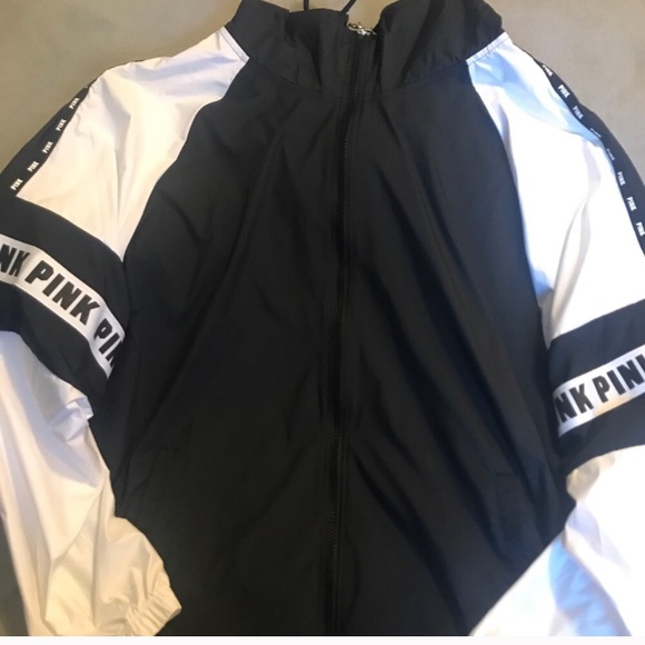 PINK Victoria's Secret Jackets & Blazers - Pink VS Black and White Windbreaker